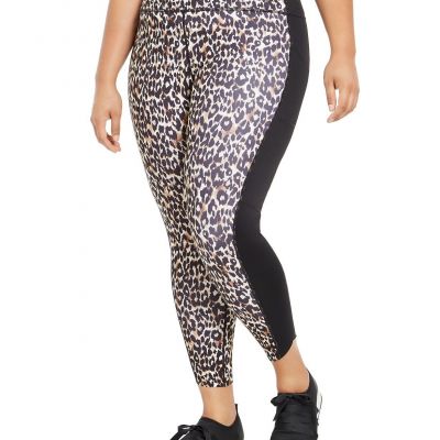 Ideology Pants Leopard Print Leggings Mid Rise Brown Plus Sz 1X NEW NWT A17